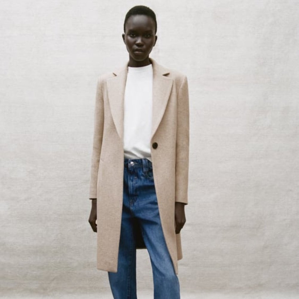 Zara fitted coat in Sand